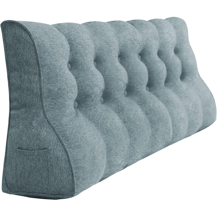 Велика клиноподібна подушка для читання з високою спинкою та поперековою опорою Відчуйте максимальне розслаблення та задоволення від читання з лляним чохлом, який можна прати, 180 см, сірий колір