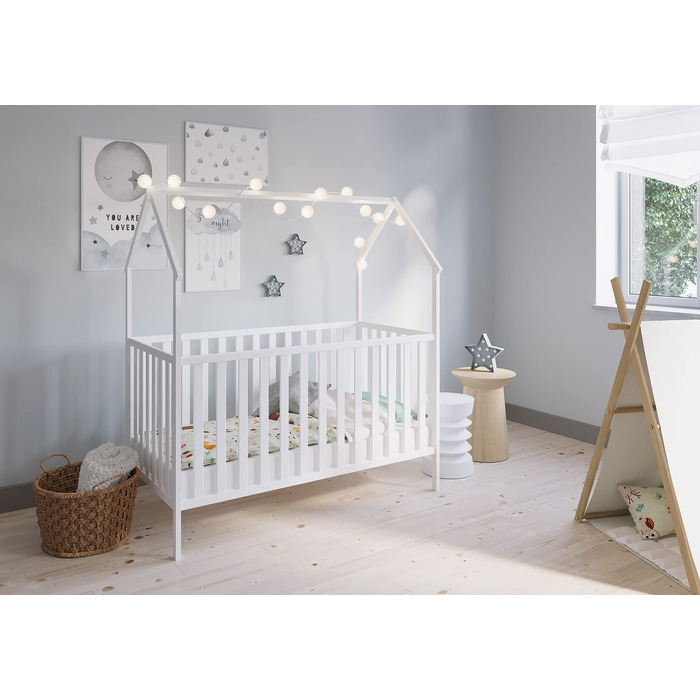 Дитяче ліжко-будиночок FabiMax Соня, 70x140 см (біле, 140x70 см) (класичний матрац)