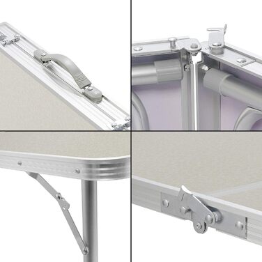 Складаний багатофункціональний стіл, багатоцільовий стіл, кемпінговий стіл, розкладний стіл, ринковий стіл, стіл з регульованою висотою для обклеювання шпалерами, бічний столик для кемпінгу в саду, для фестивалів, ринків тощо (білий 120 x 60 см)