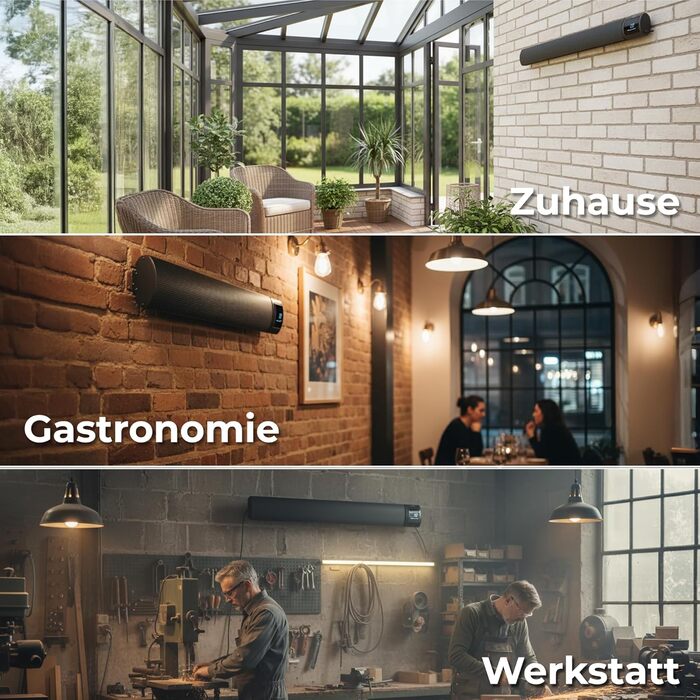 Інфрачервоний обігрівач KLAMER 2600 Вт WiFi радіаційний обігрівач із застосунком і таймером, кріплення на стелю та стіну, виявлення відкритого вікна, захист від перегріву, тихе радіаційне тепло для патіо, зимового саду та приміщень, чорний