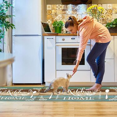 Комплект кухонних килимків, килимок для кухні, що миється, килимова доріжка для коридору, комплект кухонних килимків та килимків, що миються, підходить для нековзних килимків на кухні, у вітальні, їдальні та ванній кімнаті C002