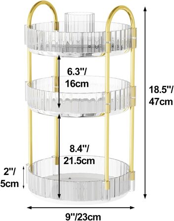 Поворотний органайзер для макіяжу, 3 яруси, догляд за шкірою, косметичний органайзер, обертається на 360, косметичний інструмент, органайзер, полиця, тримач для макіяжу губної помади, прикраси, пензлики, туалетний столик