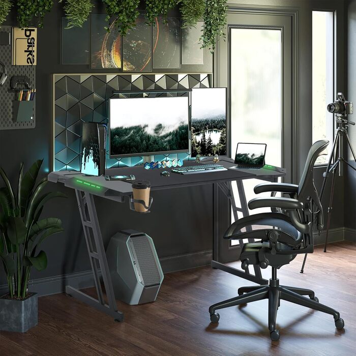 Ігровий стіл Storeo Imp, 140 x 60 см, МДФ / сталь / вуглецеве волокно, чорний