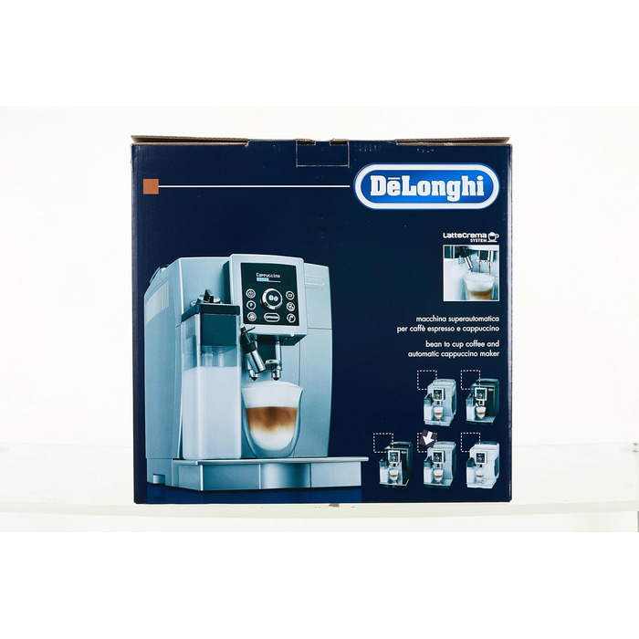 Повністю автоматична кавоварка (тиск 15 бар, автоматична система капучино, знімний резервуар для води 1,8 л, LCD панель, автоматичне очищення) сріблястий/чорний Кавоварка з удосконаленою молочною системою, 23.460.SB