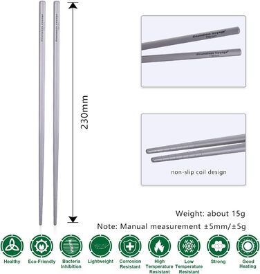 Титанові палички iBasingo Китайські палички для їжі Протиковзкі надлегкі квадратні/круглі палички для їжі Портативні столові прибо