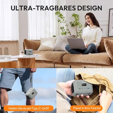 Портативна електростанція SinKeu, акумулятор LiFePO4 ємністю 96 Втгод / 30 000 мАг з 3 портами, швидка зарядка USB-C 100 Вт на вході/виході для подорожей, аварійне джерело живлення DE-E100