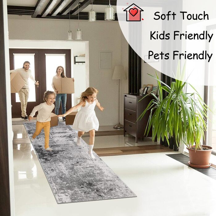 Килимок-доріжка Cekene з абстрактним принтом 80x200 см, сірий, для передпокою, миється, нековзний, для кухні, довгий килим-доріжка для входу, ванної кімнати, пральні 80 x 200 см (прямокутний), сірий