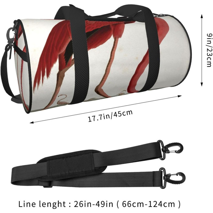 Спортивна сумка для подорожей, з принтом американського фламінго, чорна, універсальний розмір