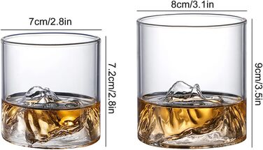 Набір келихів для віскі TITA-DONG з гірським принтом, набір з 2 шт. , келих Mountain Rocks, стакани для пиття, набір прозорих японських келихів для віскі, келихи для шотландського коньяку, бурбона, коктейлів, рому (2 шт.)
