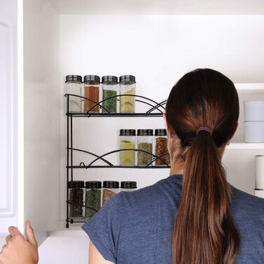 Підставка для спецій Joeji&39s Kitchen Standing Spice Organiser - Для банок зі спеціями та травами - Вміщує до 21 банки зі спеціями - У комплекті 2 присоски для стійкості - Не потрібно свердлити - Підставка для спецій (чорна)