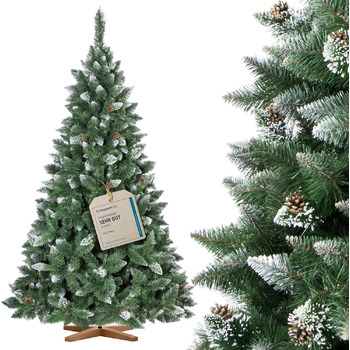 Штучна різдвяна ялинка з дерев'яною підставкою 220 см FairyTrees