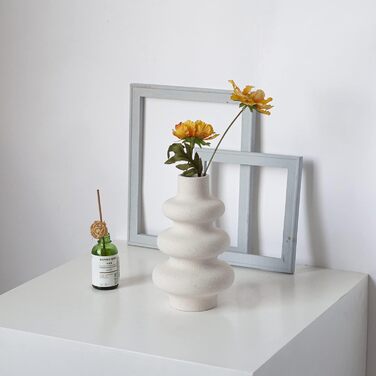 Ваза для пампасної трави біла, Сучасна керамічна декоративна ваза для сухоцвітів, Пончик Спіральна ваза для квітів Кругла ваза з о