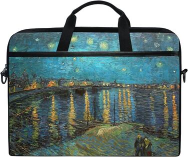 Сумка через плече для ноутбука із зоряною ніччю над Роною від 14 до 15,6 дюймів (35,6 см) з регульованим плечовим ременем для ноут