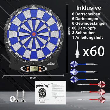 Електронна мішень для дартсу, Електронні мішені для дартсу, Професійна електронна мішень для дартсу, Мішень для дартсу з 6 дротиками, Інноваційний електронний автомат для дартсу з 18 іграми та 159 варіаціями