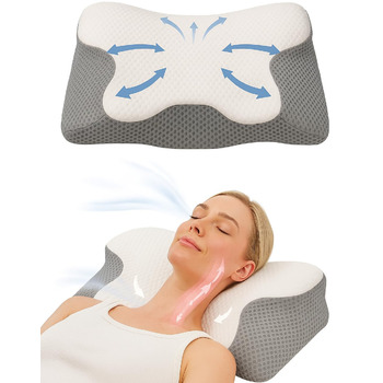 Ортопедична подушка для шиї подушка з піни з ефектом пам&39яті для сну на спині та на боці, ергономічна подушка для полегшення болю в шиї, дихаюча та сертифікована Oeko-TEX