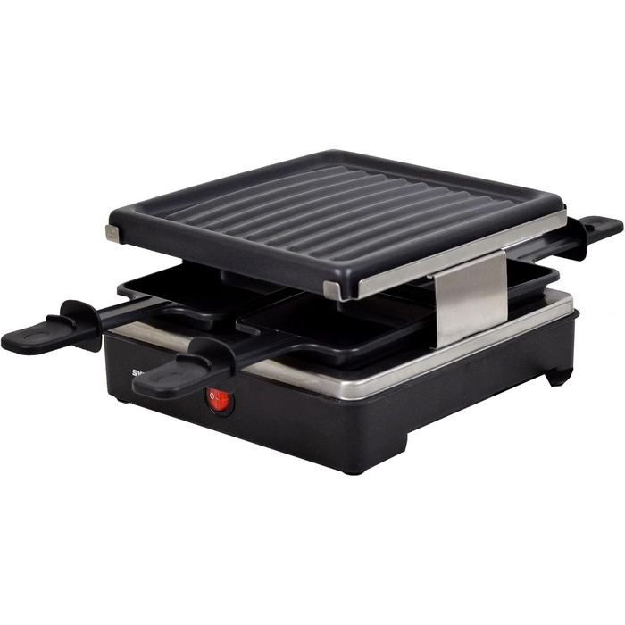 Раклет Syntrox Germany RAC-600W-Brienz з пластиною для гриля з антипригарним покриттям і пластиною з натурального каменю (гарячий камінь)