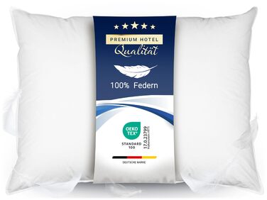 Пухова подушка ZOLLNER - Виготовлено в Німеччині - Наповнювач 100 пір&39я - Чохол з високоякісної бавовни - Можна прати при температурі до 60C - 70x90 см - Готельна якість 70 x 90 см Білий