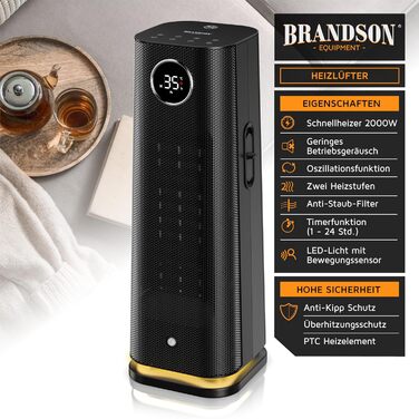 Тепловентилятор з пультом дистанційного керування - Лауреат нагород - ECO режим, енергозбереження, тихий - 2000 Вт - Коливання - Блокування від дітей - Таймер - Світлодіодне освітлення - Ванна кімната, вітальня, офіс, дитяча кімната