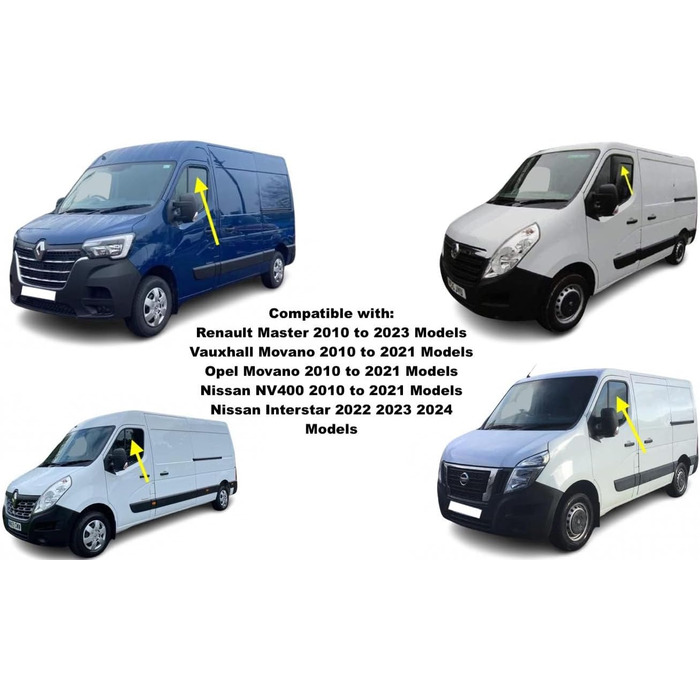 Комплект з 2 дефлекторів вітру, сумісний з Renault Master, підходить для Nissan NV400 & Interstar, підходить для Opel Movano 2010 2011 2012 2013 2014 2015 2016 2017 2018 2019 202020 2021 2022 2023 2024