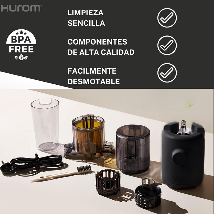 ГУРОМ Соковижималка для овочів і фруктів Повільна соковижималка H310A Електричний холодний прес Тихий двигун Легко чистити 220 мл 100 Вт Не містить бісфенолу А Тонкий дизайн Антрацитове вугілля