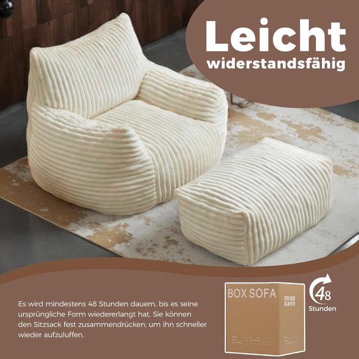 Великі крісла-мішки Generisch для дорослих, крісло для читання з пуфом, чорне крісло-мішок, зручне акцентне крісло, підходить для читання, ігор, комфортний плюшевий диван Cloud Lounge