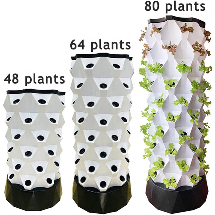 Гідропонний сад, система гідропоніки для вирощування аеропоніки. Плантатор для вирощування ананаса. Башта для внутрішнього саду. Пластикова теплиця. Безґрунтова посадка, спостерігайте за ростом рослин (10-шаровий план 80).