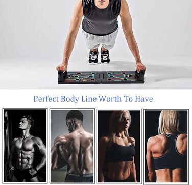 Фітнес-обладнання для віджимань, складна багатофункціональна портативна дошка для віджимань 12-в-1, фітнес-обладнання із захисними рукавичками та нековзним силіконовим килимком, спортивне обладнання унісекс