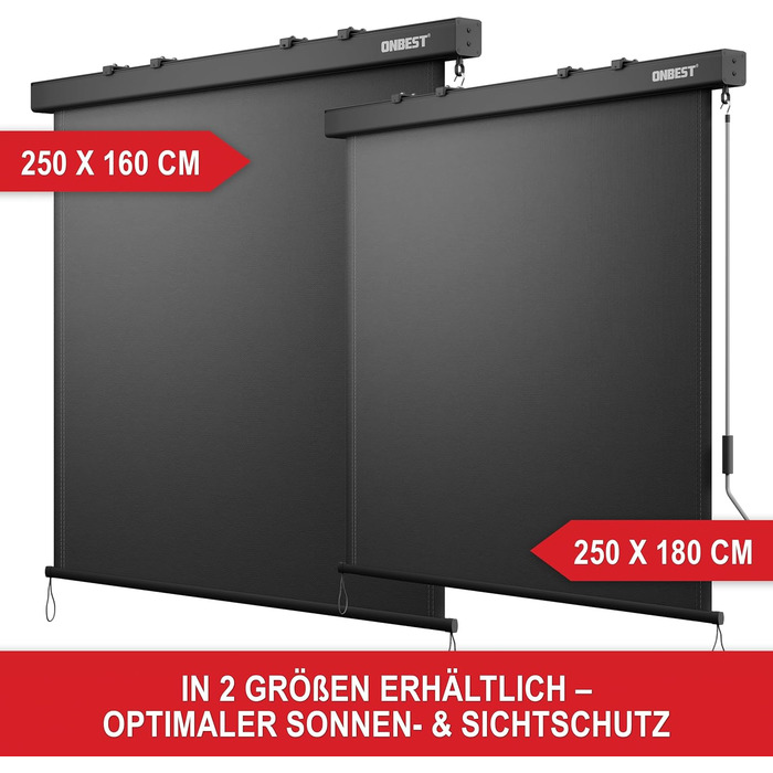 Вертикальна маркізка для використання всередині та зовні приміщень - розсувна у 2 розмірах 250 x 160 см / 250 x 180 см - ширма для забезпечення конфіденційності на балконі та терасі - ручна - захист від сонця, захист від вітру (антрацит, 160 x 250 см) Ант