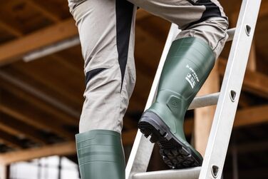 Робочі черевики DUNLOP Work-It S5 з ПВХ для чоловіків та жінок Водонепроникні захисні черевики зі сталевим носком Будівельні черевики Хімічні та стійкі до ковзання Жовті Розміри від 35 до 50 (EU 40) Зелені