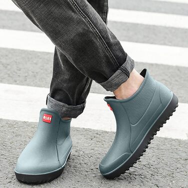 Чоловічі короткі гумові чоботи, водонепроникне садове взуття, нековзне, зручна устілка, модні легкі гумові чоботи до щиколотки, робоче взуття на відкритому повітрі, розмір ЄС 43, зелені