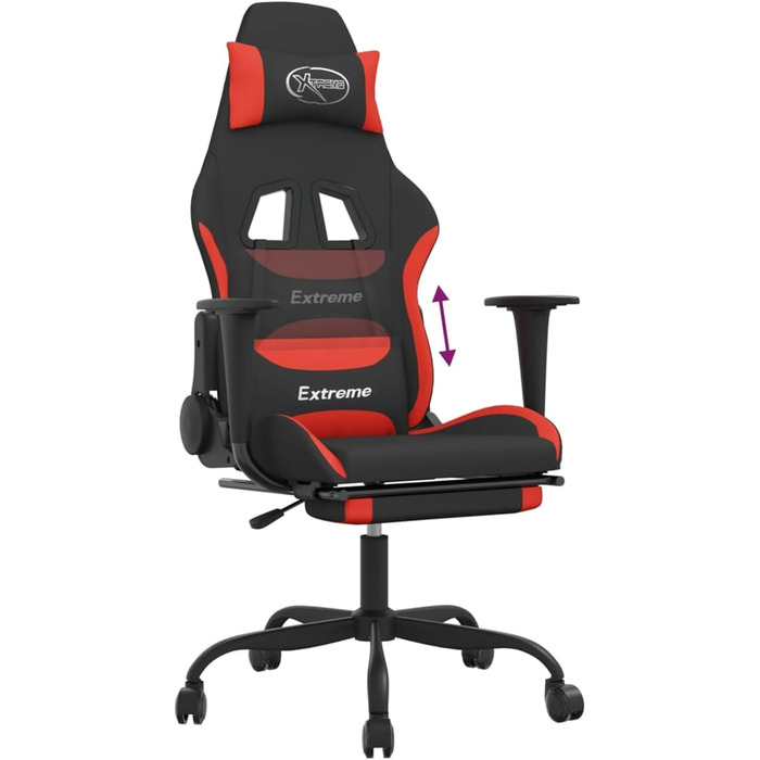 Геймерське крісло з підставкою для ніг, чорно-червоне тканинне крісло, модель 3143731