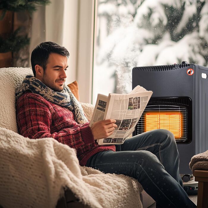 Керамічний газовий обігрівач Todeco потужністю 4200 Вт, чорний, 3 режими нагріву, включаючи регулятор тиску, газовий шланг, керамічний газовий обігрівач для балконів та добре провітрюваних приміщень у приміщенні та на відкритому повітрі