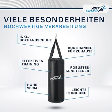 Боксерська груша ArtSport Punching Bag Kids - підвісна боксерська груша 8 кг в комплекті з боксерськими рукавичками, бинтом і кріп