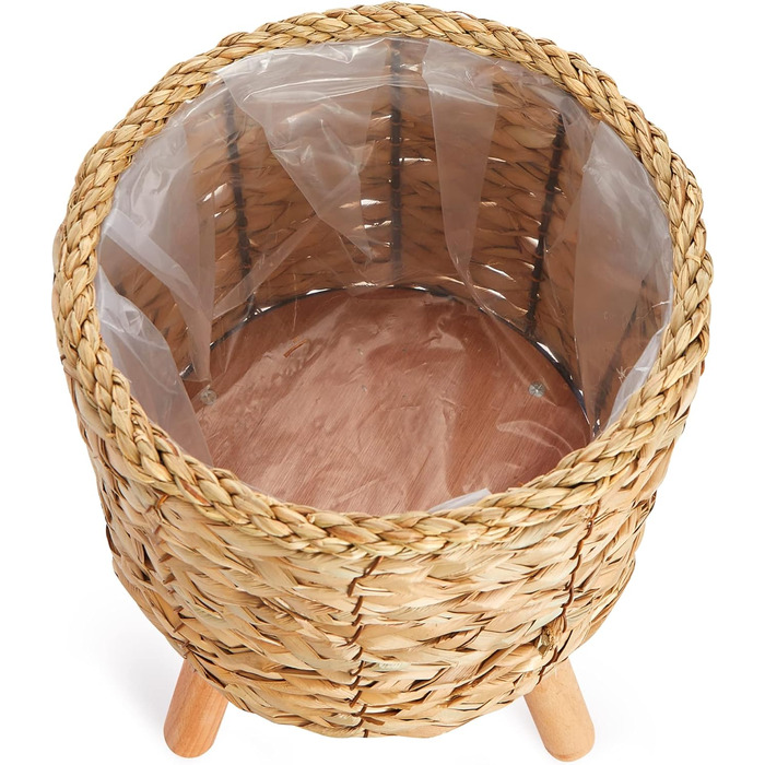 Кашпо для квітів Кашпо з натурального ротангу з фольгованою вставкою Горщик для рослин герметичний великий для кімнатних рослин, к