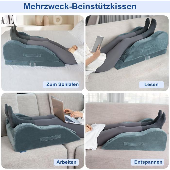 Регульована подушка для ніг KingPavonini для післяопераційного використання, ергономічний вигин для прямих колін, подушка для ніг з піни з ефектом пам&39яті, знімає набряк та біль (для двох ніг)