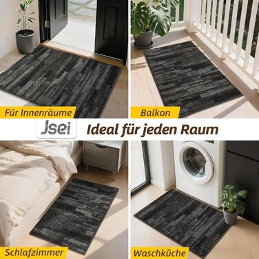 Килимок для внутрішніх приміщень JSEI 80x120 см, нековзний килимок для дверей, який можна прати в пральній машині, водонепроникний килимок для дверей, нековзний килимок для собак, що вловлює бруд, вхід, передні двері та коридор, світло-сірий 80 x 120 см