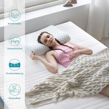 Наматрацник Storeo Basics з піни з ефектом пам&39яті з ремінцями, 140 x 200 см, товщина 5 см, білий 140 x 200 x 5 см