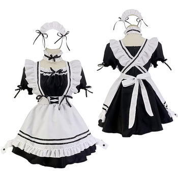 Японське аніме Sissy Maid Dress Аніме Французька покоївка Набір костюмів Black S