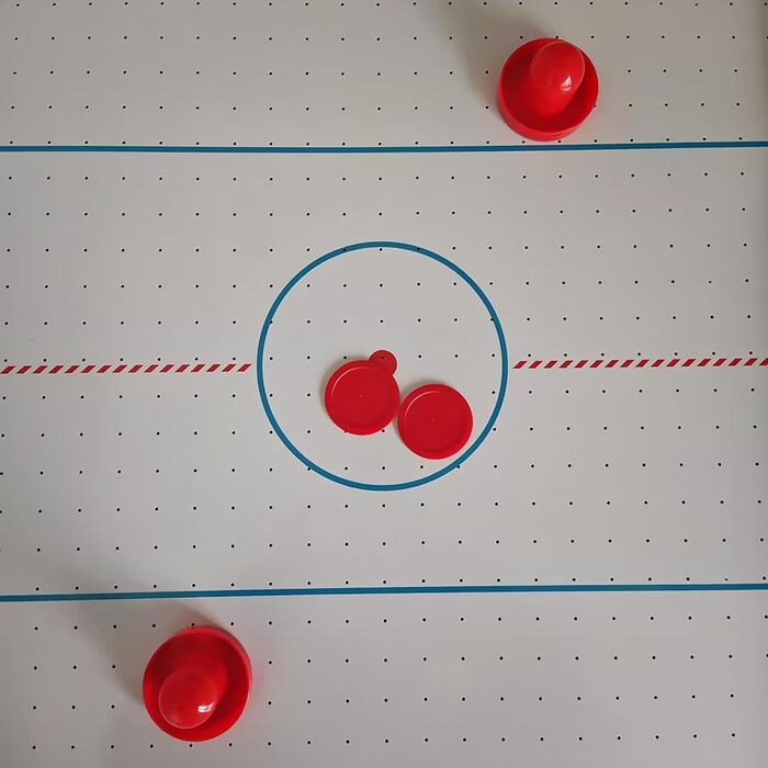 Аерохокейний стіл Relaxdays, дитячий, HBT 73x120x61 см, вкл. 2 шайби та 2 шт. овхачі, хокейний стіл з повітродувкою, чорний/білий