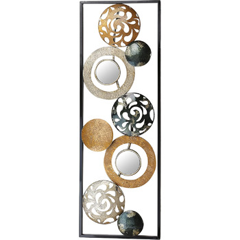 Металевий фотошпалери Kobolo настінне оздоблення металевий малюнок - з кільцями, колами та дзеркалами - 90x31 см
