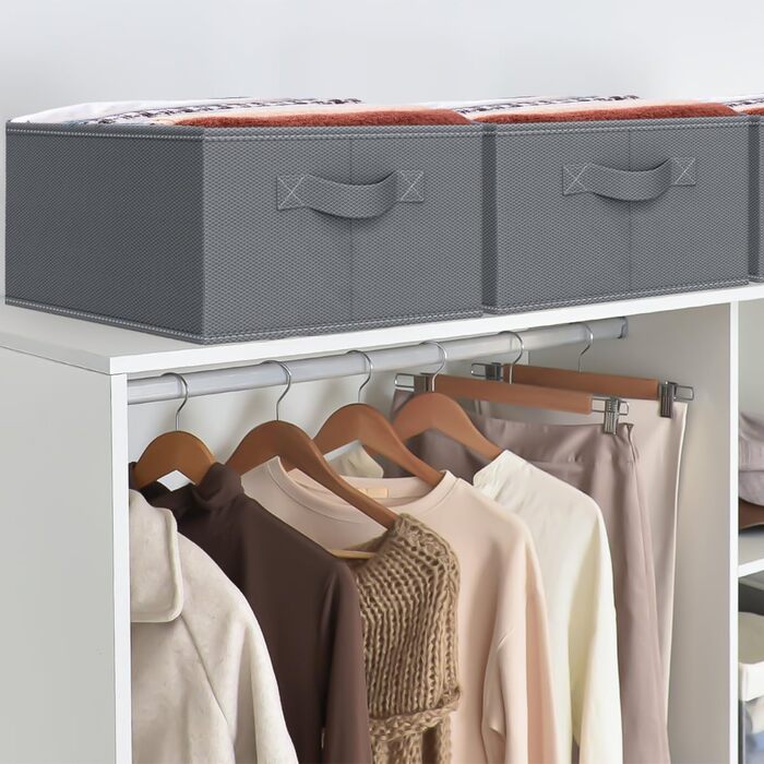 Комплект із 4 ящиків-органайзерів Niviy для гардеробу, складні коробки для зберігання одягу, штанів, спідньої білизни, штабелюваний органайзер для гардеробу, система коробок для зберігання з 7 відділеннями (Д44*Ш30*В20 см, сірий - комплект із 4 предметів 