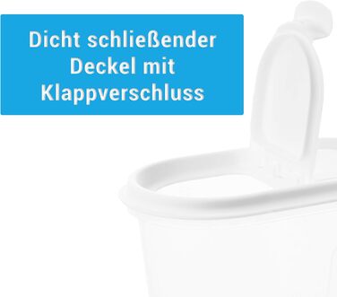 Контейнери для зберігання 2friends, контейнери-шейкери, набір із 6 шт. , білі з кришками на шарнірах, 1,1 літра, білі кришки, 100 придатні для переробки, зроблено в ЄС