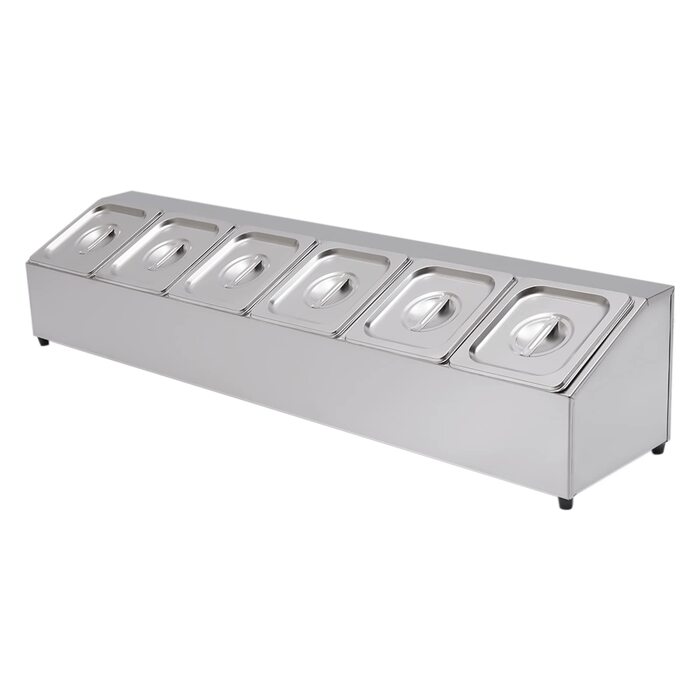 Контейнерів для інгредієнтів з сітки, контейнери для інгредієнтів з нержавіючої сталі, контейнери для гарнірів, барні контейнери, для ресторанів, магазинів хот-потів, магазинів молочного чаю, фруктових магазинів, 2 л x 6, 104 x 22,5 x 22 см, 6