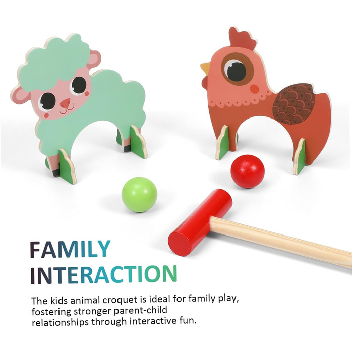 Набір іграшок Toyvian для гри в крокет із зображенням тварин для дівчаток з дерев&39яними молотками та м&39ячами. Креативна іграшка для всієї родини, як для дому, так і для вулиці. Сприяє розвитку координації та взаємодії рук і очей.