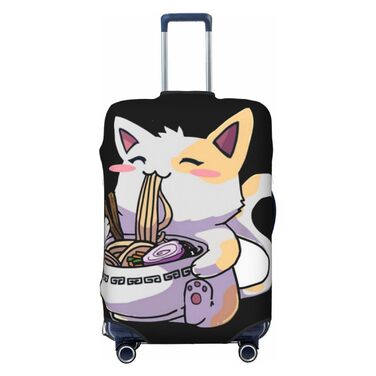 Чохол для валізи ZORIN, аніме-стиль Котик їсть рамен, захисний, водостійкий, для валіз розміром 45.7 - 81.3 см (XL)