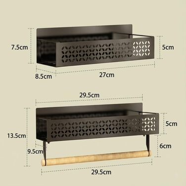 Набір магнітних підставок для спецій, 4 предмети (2 великі 2 маленькі) - Зі штангою для кухонного паперу, надзвичайно сильним магнітом, не потребує свердління - Універсальний органайзер для спецій для холодильника, кухні та стіни