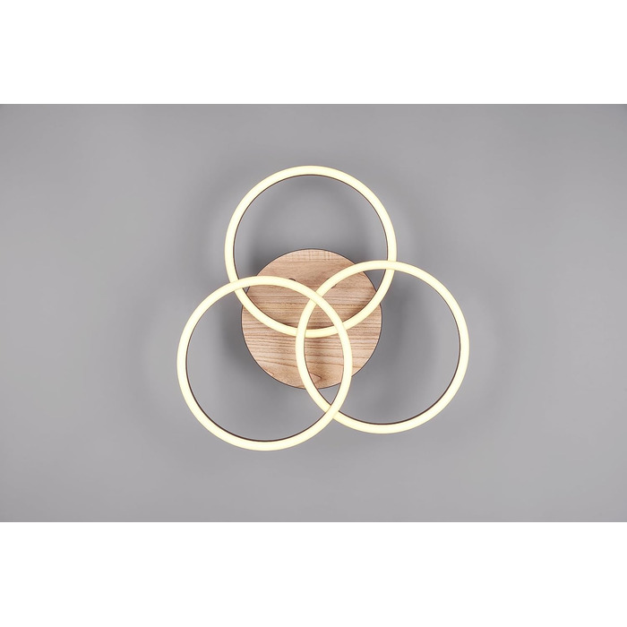 Стеля LED-світильник Reality Circle R62823135, матовий чорний метал та імітація дерева, 27 Вт, з пультом, димером, зміною кольорів та нічним світлом