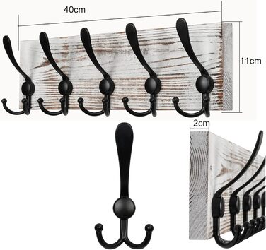 И гачок рейкові гачки для верхнього одягу з дерева, гачки для верхнього одягу настінні гачки, настінна вішалка з дерева 15 гачків