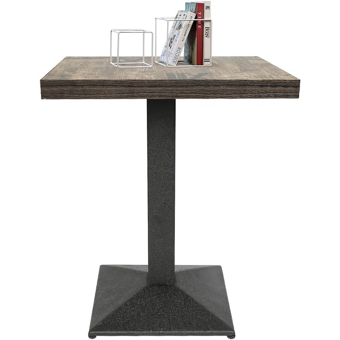 Кухонний стіл 60x60x75 см, Невеликий квадратний обідній стіл з дерева та металу, барний стіл, стіл-стіл, стіл-бістро для кухні, вітальні, балкону, їдальні або кафе (WX182)