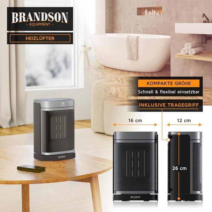 Енергозберігаючий, тихий вентилятор-обігрівач - Коливальний - з дистанційним керуванням - Нагороджений - ЕКО-режим - 2 швидкості - Блокування від дітей - Таймер - Керамічний обігрівач - Ванна кімната, вітальня, офіс, дитяча кімната